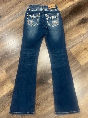 Jack David Rhinestone Embellished Bootcut Mid Rise Denim Embroidered Jeans 🌹